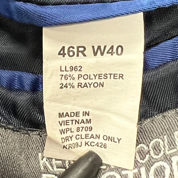 Kenneth Cole Reaction Wool Blazer Suit Jacket Coat 46 R Dark Navy Blue Check - Picture 3 of 8